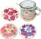 4 Pcs Flower Coasters for Drink Handmade Resin Coasters with Pressed Flowers, Round Cute Coasters for Desk Aesthetic Cup Mat Set Natural Floral Coasters Home Decor